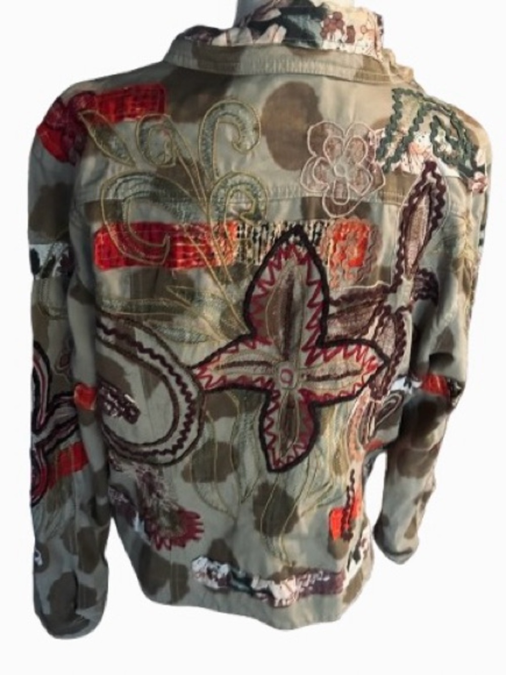 100% Cotton Vintage Embroidered BLEU BAYOU Boho Patchwork Jacket 90s Y2K Floral - Picture 4 of 16